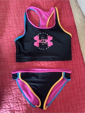 Under Armour • Girls' Black & Pink Colorblock Swim Set